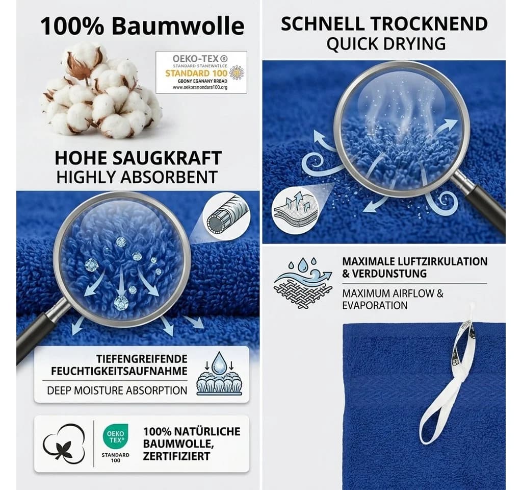 Betz Handtuch Set 10-tlg. PREMIUM Royalblau 100% Baumwolle - Bild 4