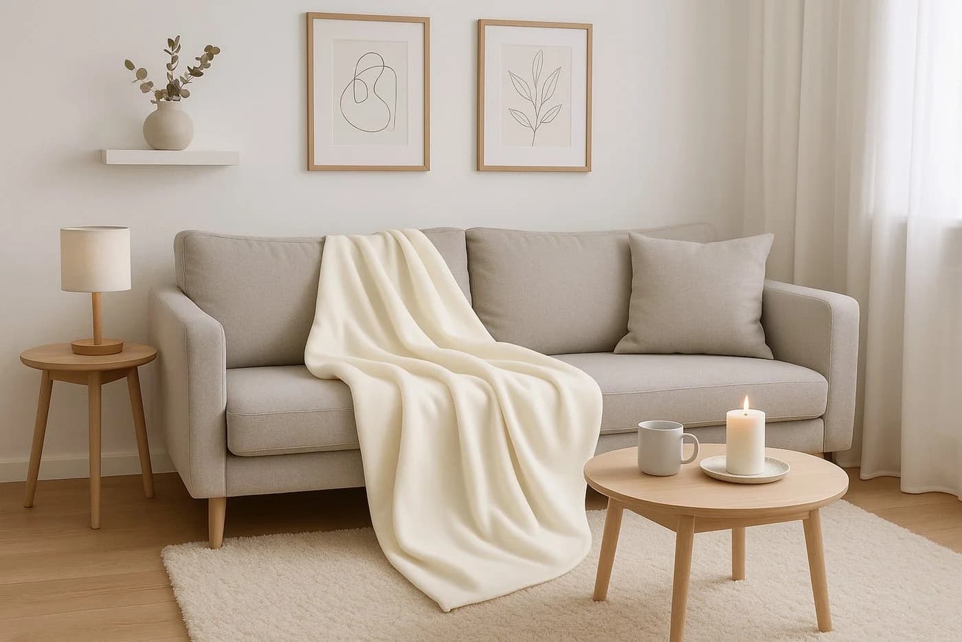 Betz Wohndecke Luxus Fleecedecke Creme 130x170 cm - Bild 5