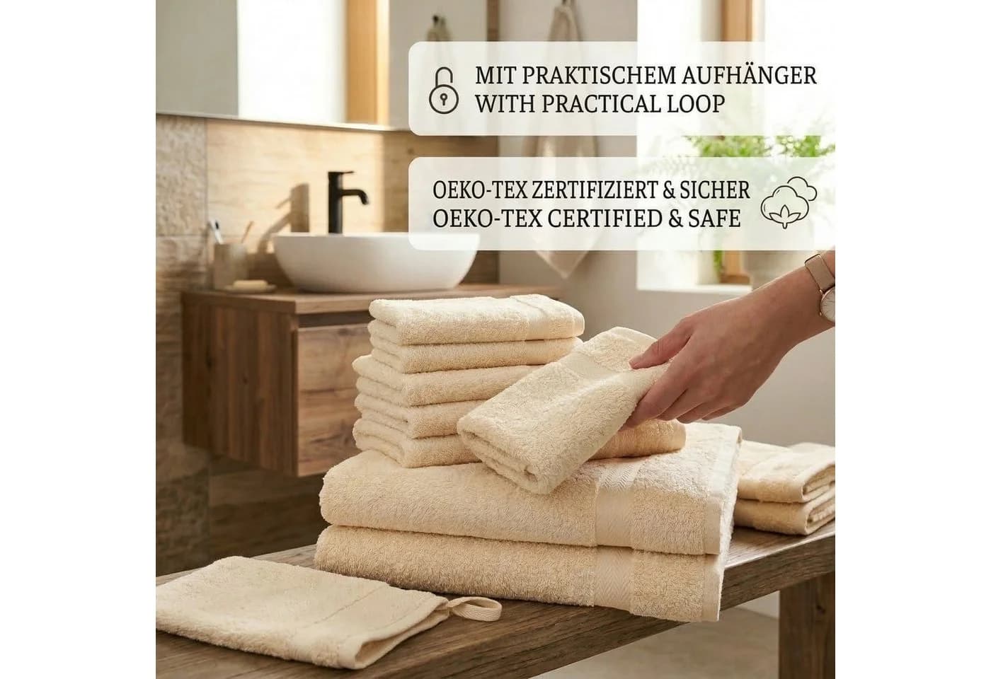 Betz Handtuch Set 10-tlg. PREMIUM Beige 100% Baumwolle - Bild 3