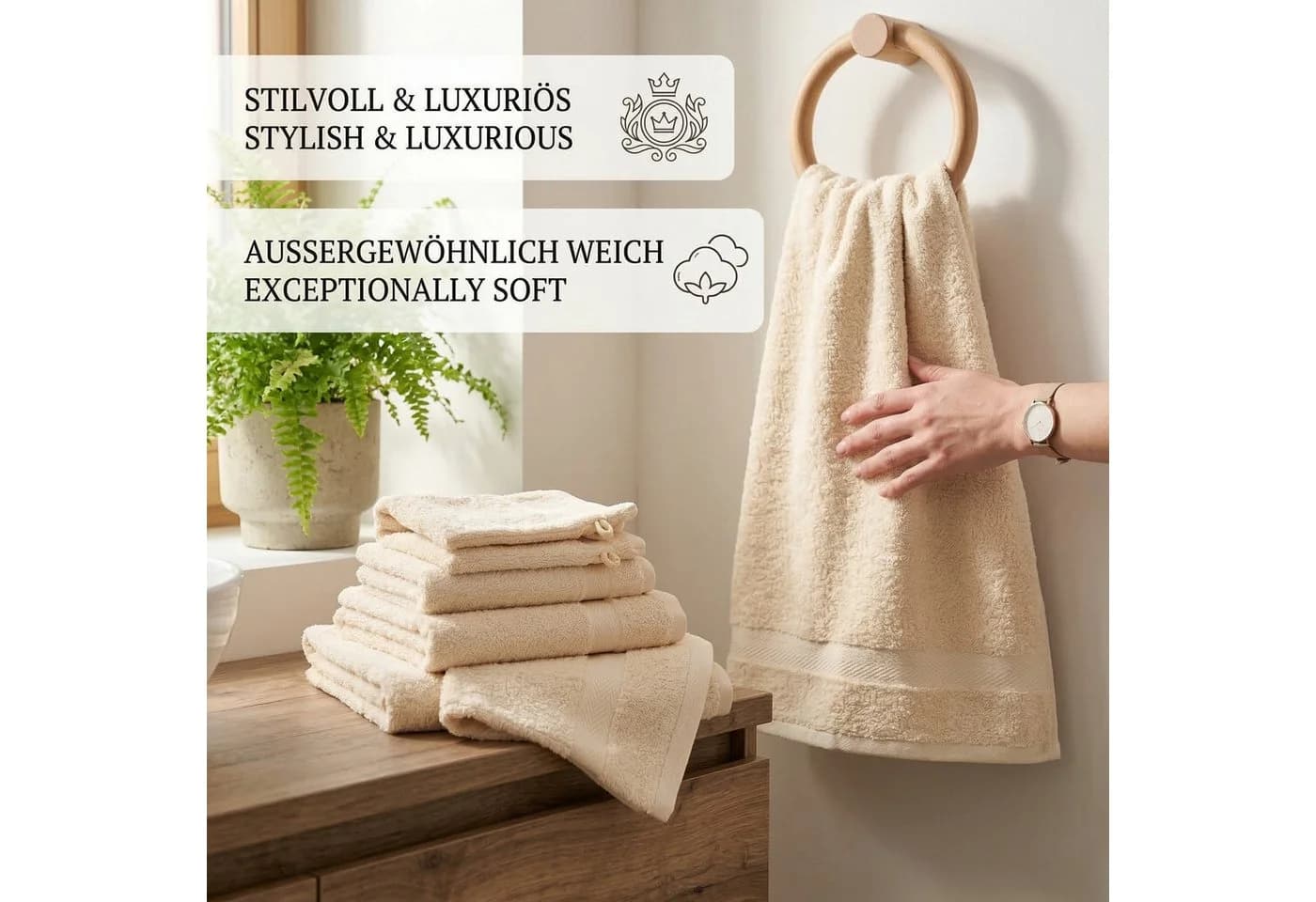 Betz Handtuch Set 10-tlg. PREMIUM Beige 100% Baumwolle - Bild 5