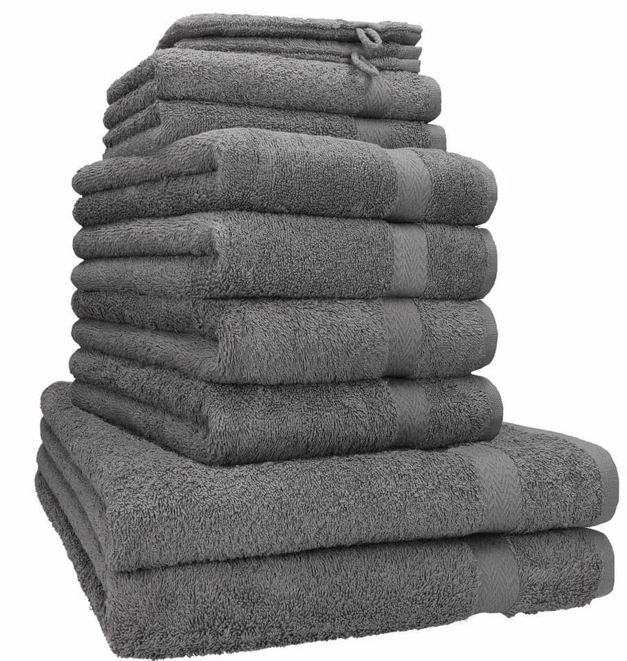 Betz Handtuch Set 10-tlg. PREMIUM Anthrazit 100% Baumwolle - Bild 2