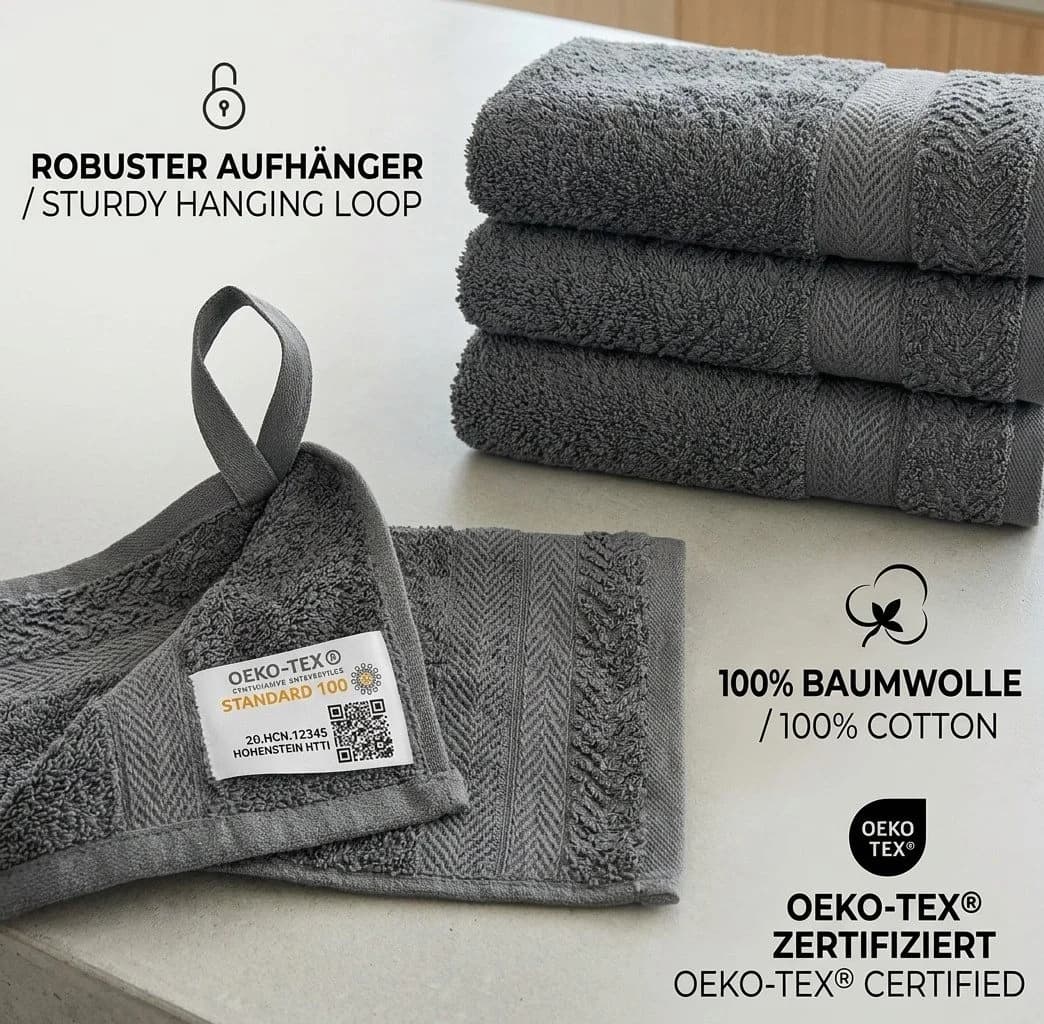 Betz Handtuch Set 10-tlg. PREMIUM Anthrazit 100% Baumwolle - Bild 4