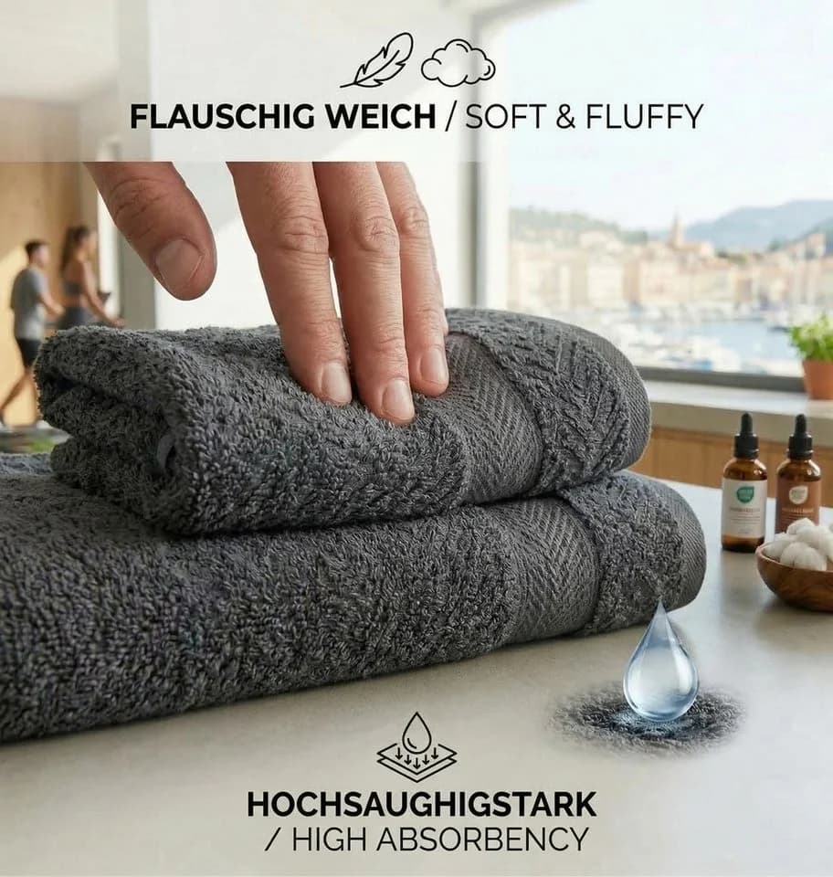 Betz Handtuch Set 10-tlg. PREMIUM Anthrazit 100% Baumwolle - Bild 5