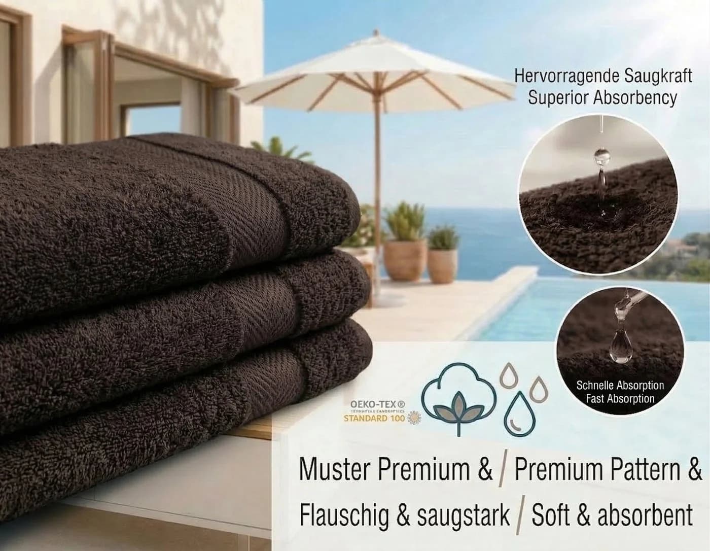 Betz Handtuch Set 10-tlg. PREMIUM Dunkelbraun 100% Baumwolle - Bild 4
