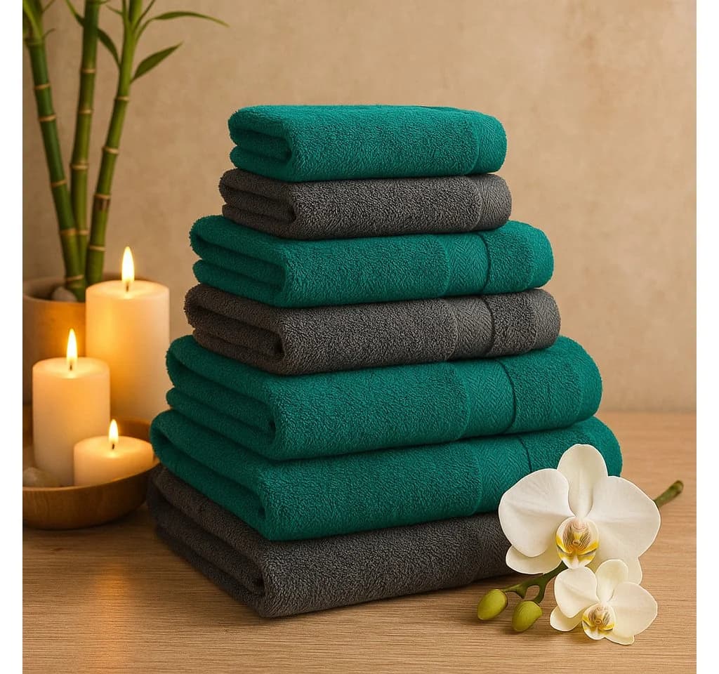 Betz Handtuch Set 10-TLG. Smaragdgrün & Anthrazit 100% Baumwolle
