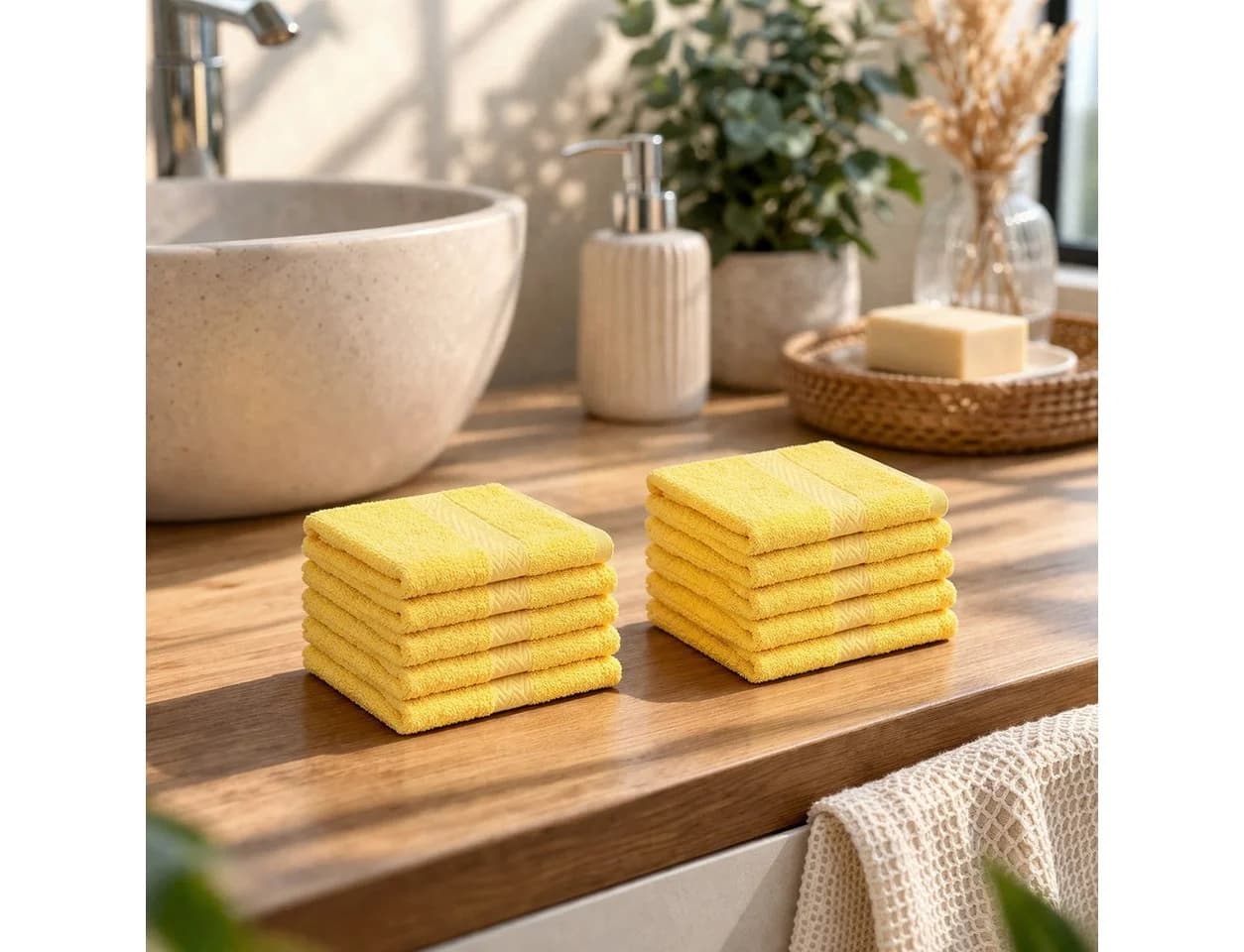 Betz Premium Seiftuch-Set 10-tlg. 30x30 cm 100% Baumwolle Gelb