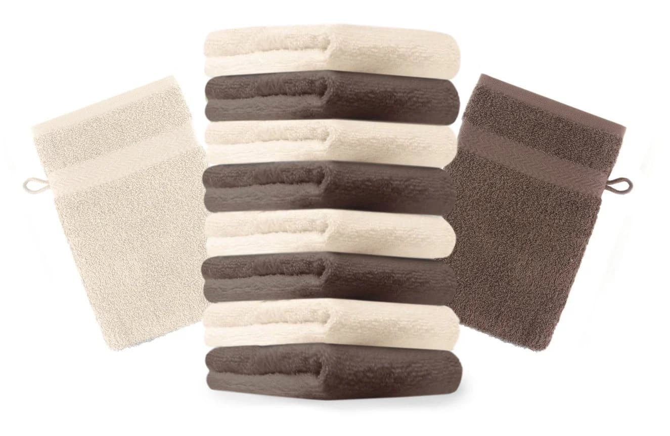Betz Waschhandschuh 10 Stück Premium 16x21 cm Nussbraun und Beige - Bild 2