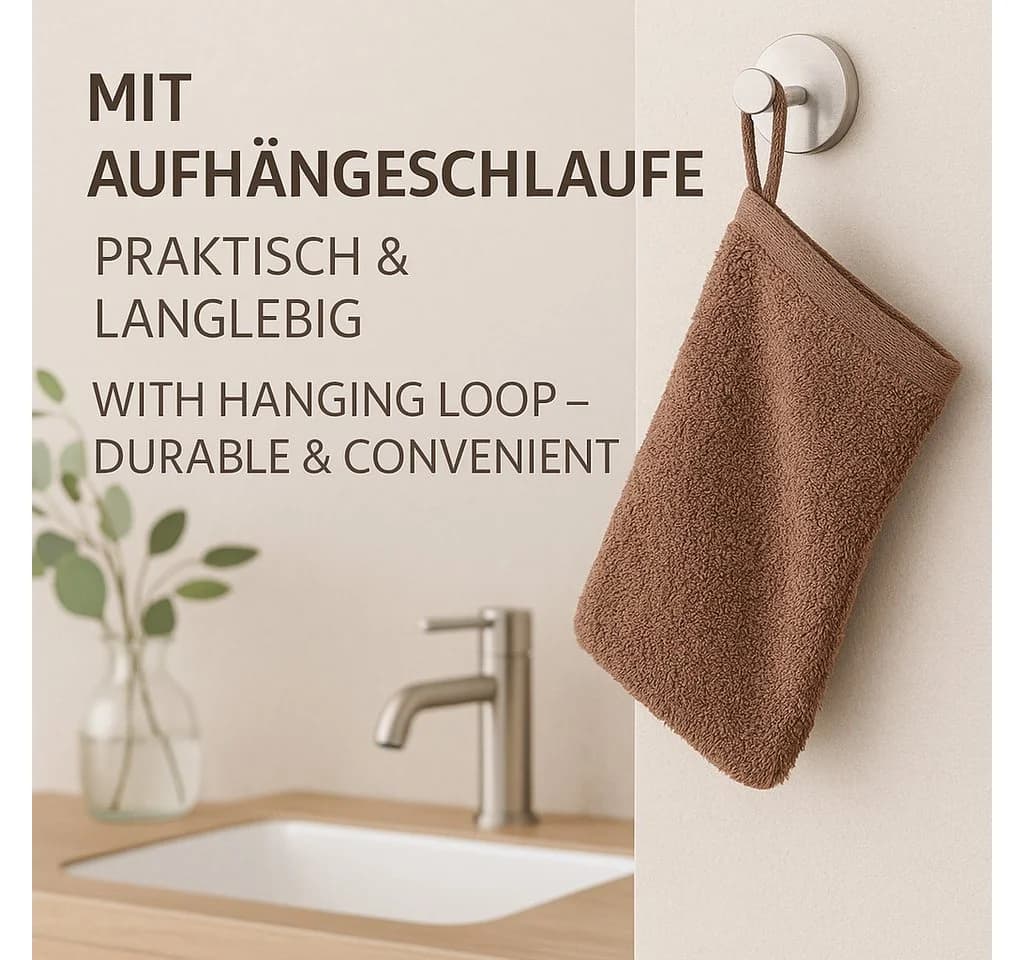 Betz 10-tlg. PREMIUM Waschhandschuh-Set 16x21 cm 100% Baumwolle Braun - Bild 5