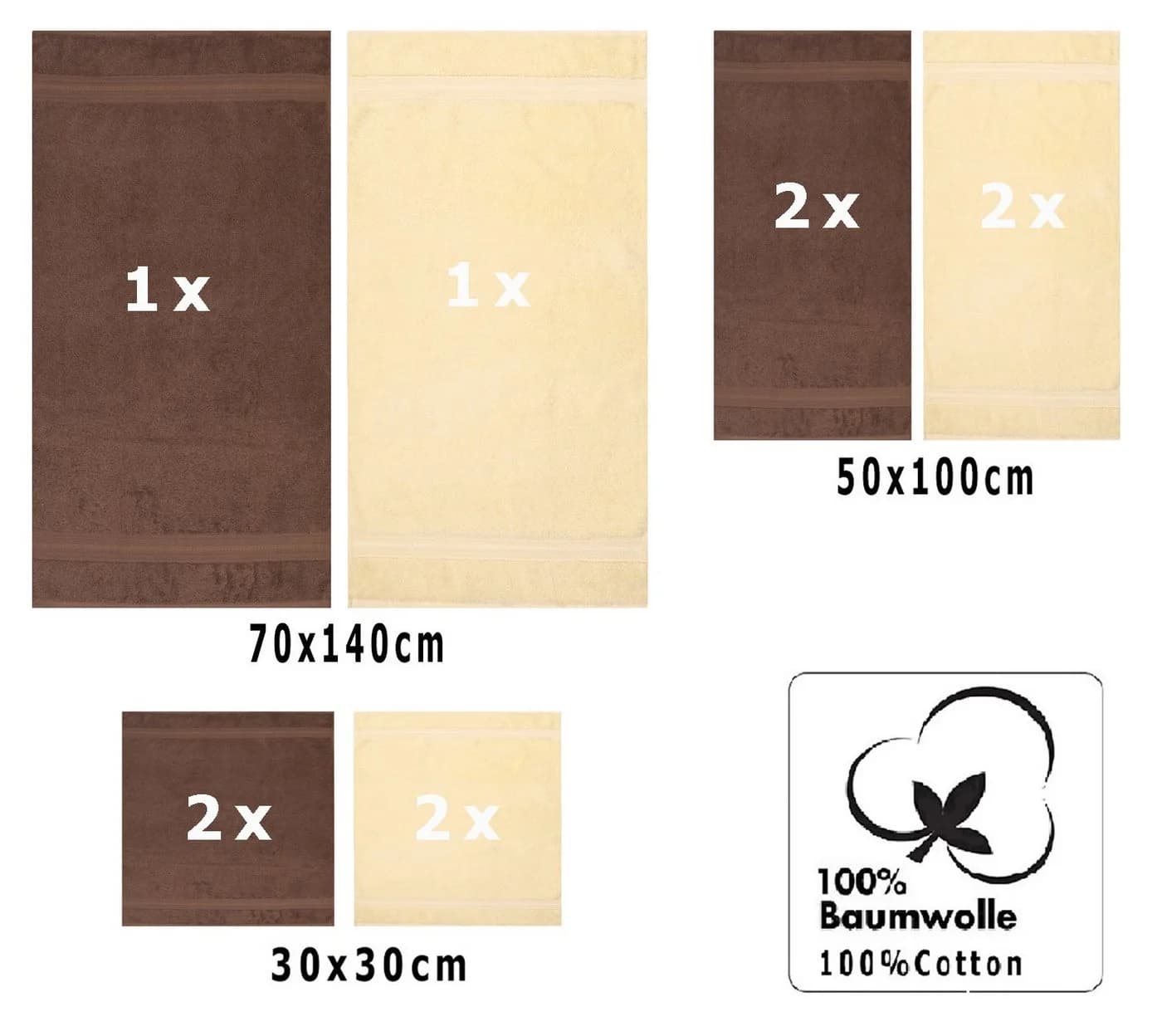 Betz Handtuch-Set 10-tlg. GOLD Beige/Nussbraun 100% Baumwolle