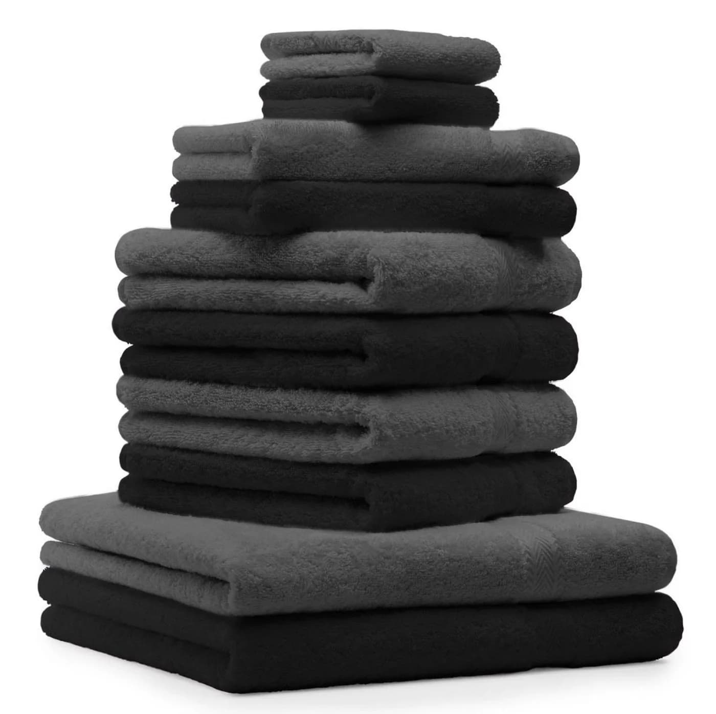 Betz Handtuch-Set Classic 10-tlg. Anthrazit/Schwarz 100% Baumwolle - Bild 2