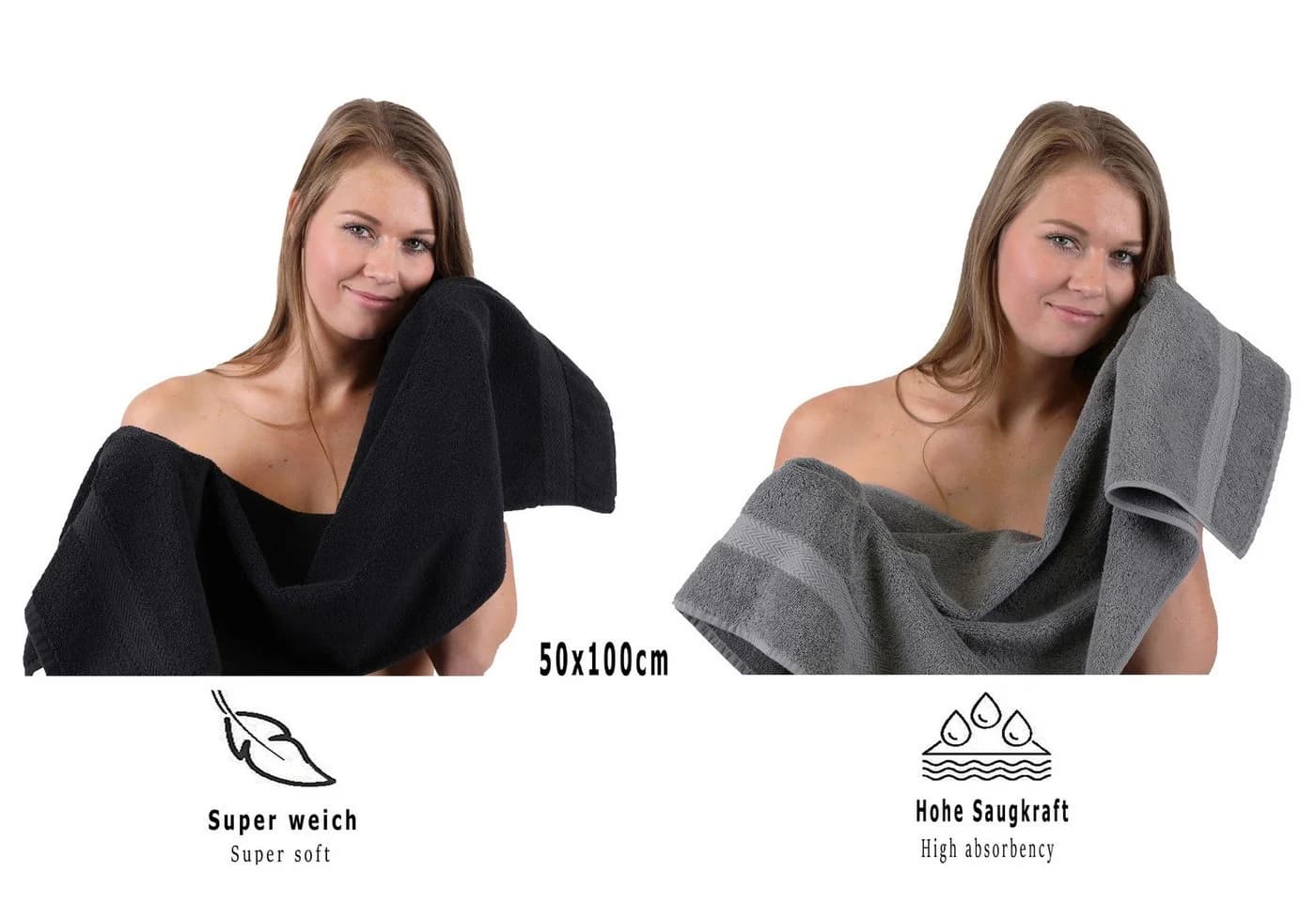 Betz Handtuch-Set Classic 10-tlg. Anthrazit/Schwarz 100% Baumwolle - Bild 5