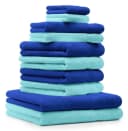 Betz Handtuch-Set 10-tlg. Premium 100% Baumwolle Royalblau & Türkis Bild 2