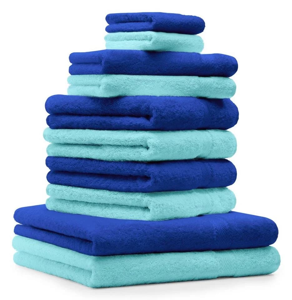 Betz Handtuch-Set 10-tlg. Premium 100% Baumwolle Royalblau & Türkis - Bild 2