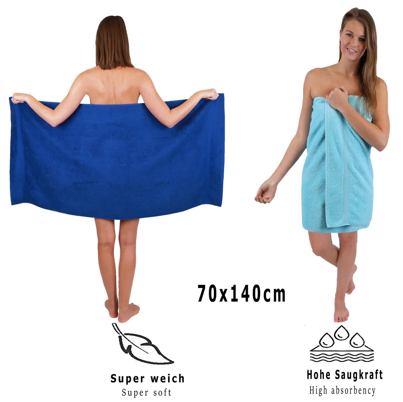 Betz Handtuch-Set 10-tlg. Premium 100% Baumwolle Royalblau & Türkis - Bild 5