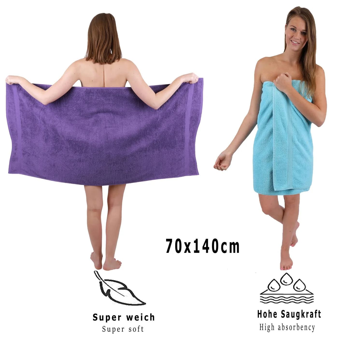 Betz Handtuch-Set 10-tlg. Premium Lila & Türkis 100% Baumwolle - Bild 5