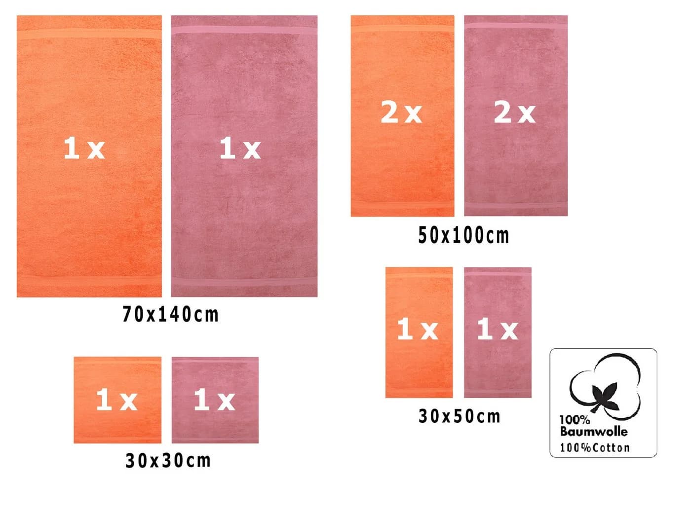 Betz Handtuch Set 10-tlg. CLASSIC Orange/Altrosa Baumwolle