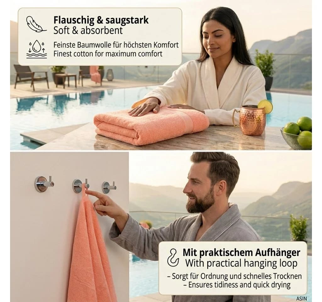 Betz Badetuch Palermo 100x200 cm 100% Baumwolle Orange - Bild 3