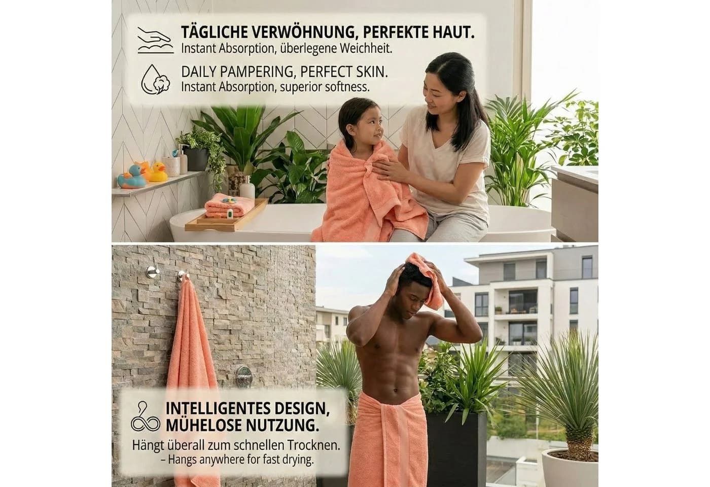 Betz Badetuch Palermo 100x200 cm 100% Baumwolle Orange - Bild 5