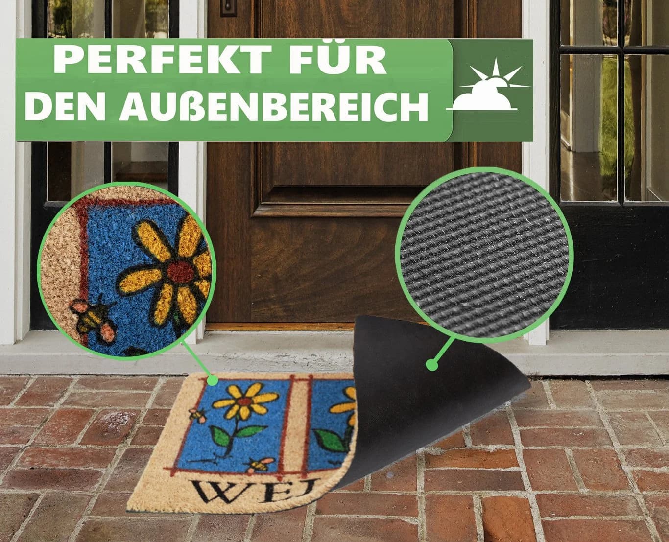 Betz Kokosmatte WELCOME mit Sonnenblumen 40x60cm - Bild 5