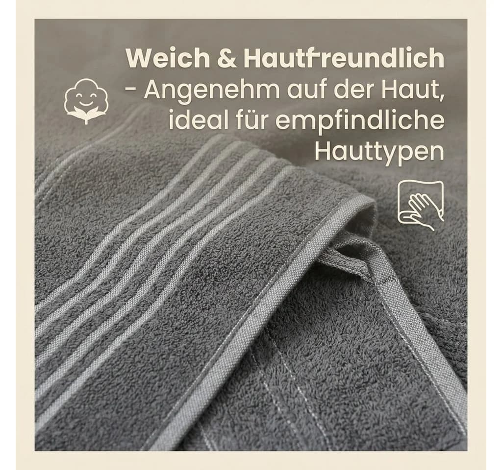 Betz Strandtuch LINES 90x180 cm 100% Baumwolle Grau/Weiß - Bild 5