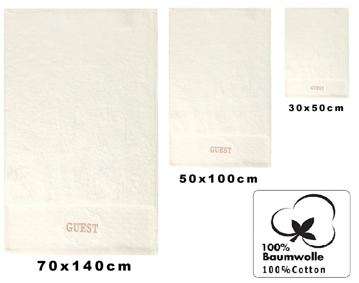 Betz Handtuch Set 3-tlg. 100% Baumwolle Creme/Weiss