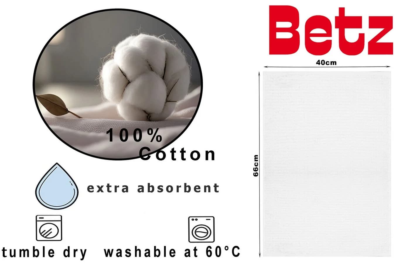 Betz Geschirrtuch 4er Set Weiß 100% Baumwolle - Bild 3