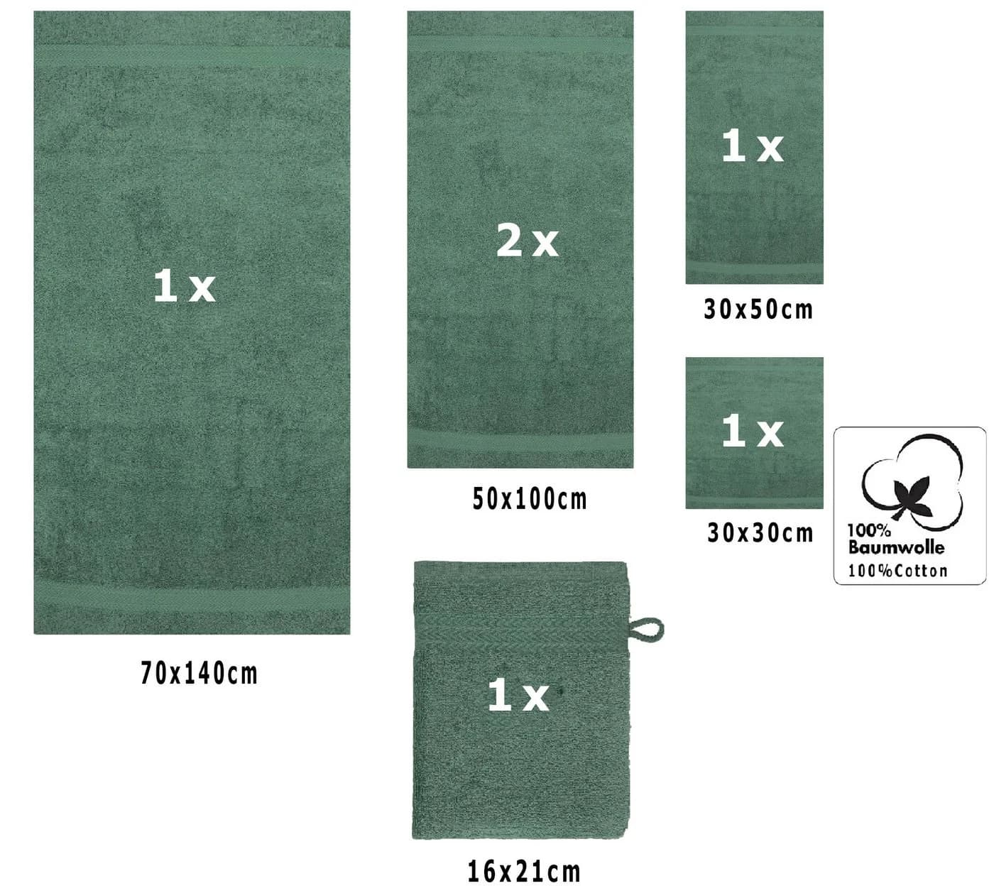 Betz Handtuch Set 6-TLG. Premium 100% Baumwolle tannengrün