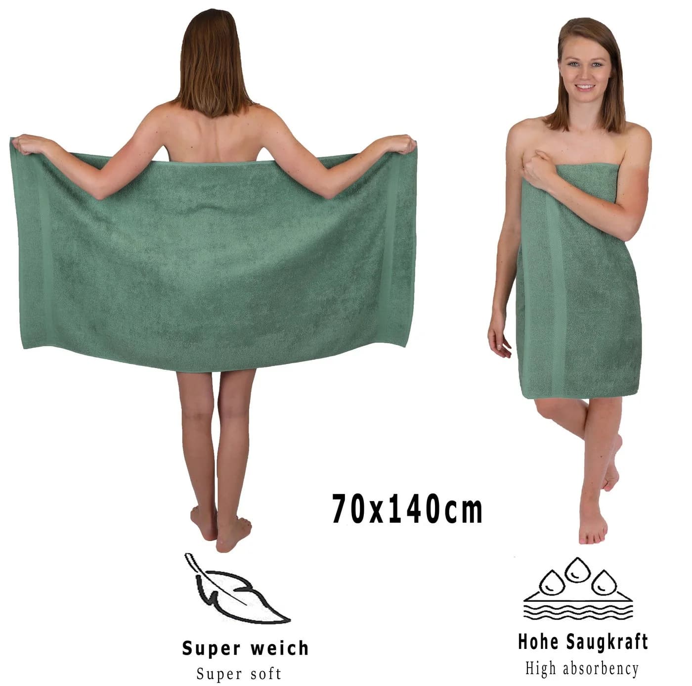 Betz Handtuch Set 6-TLG. Premium 100% Baumwolle tannengrün - Bild 5