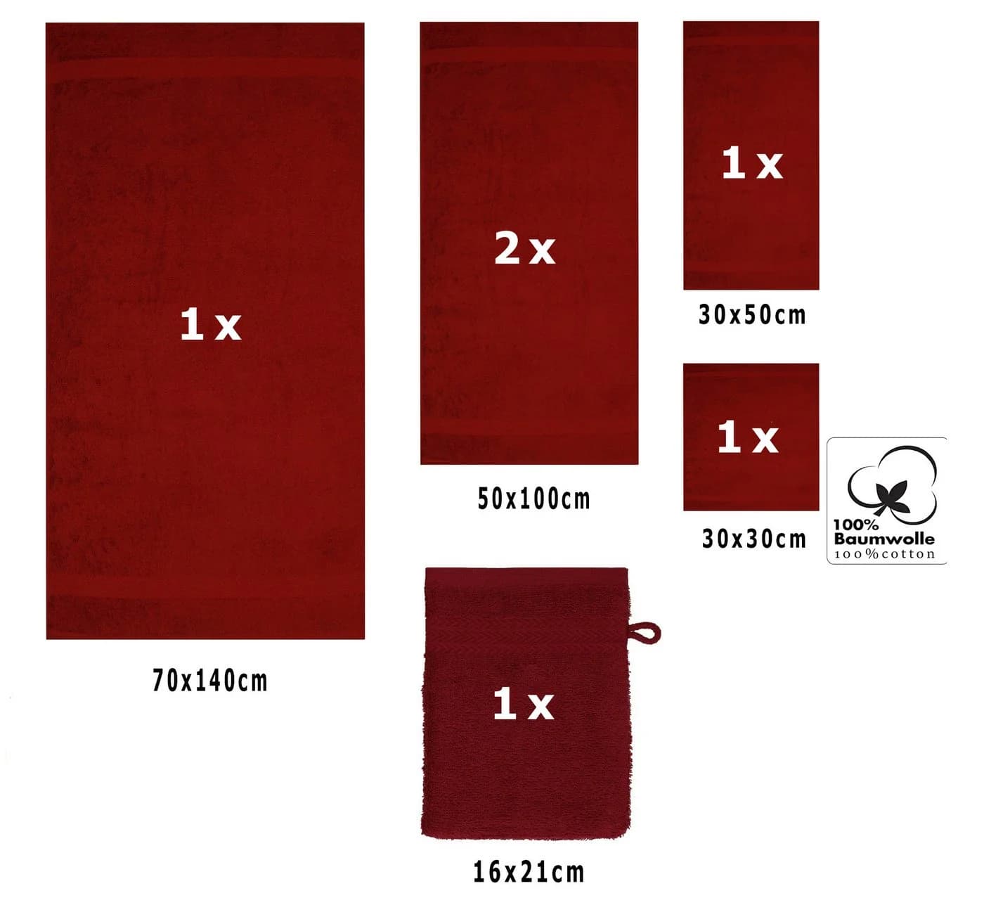 Betz Handtuch Set 6-TLG. Premium 100% Baumwolle Rubinrot