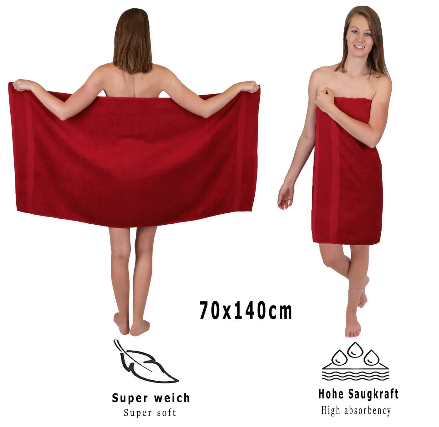 Betz Handtuch Set 6-TLG. Premium 100% Baumwolle Rubinrot - Bild 5