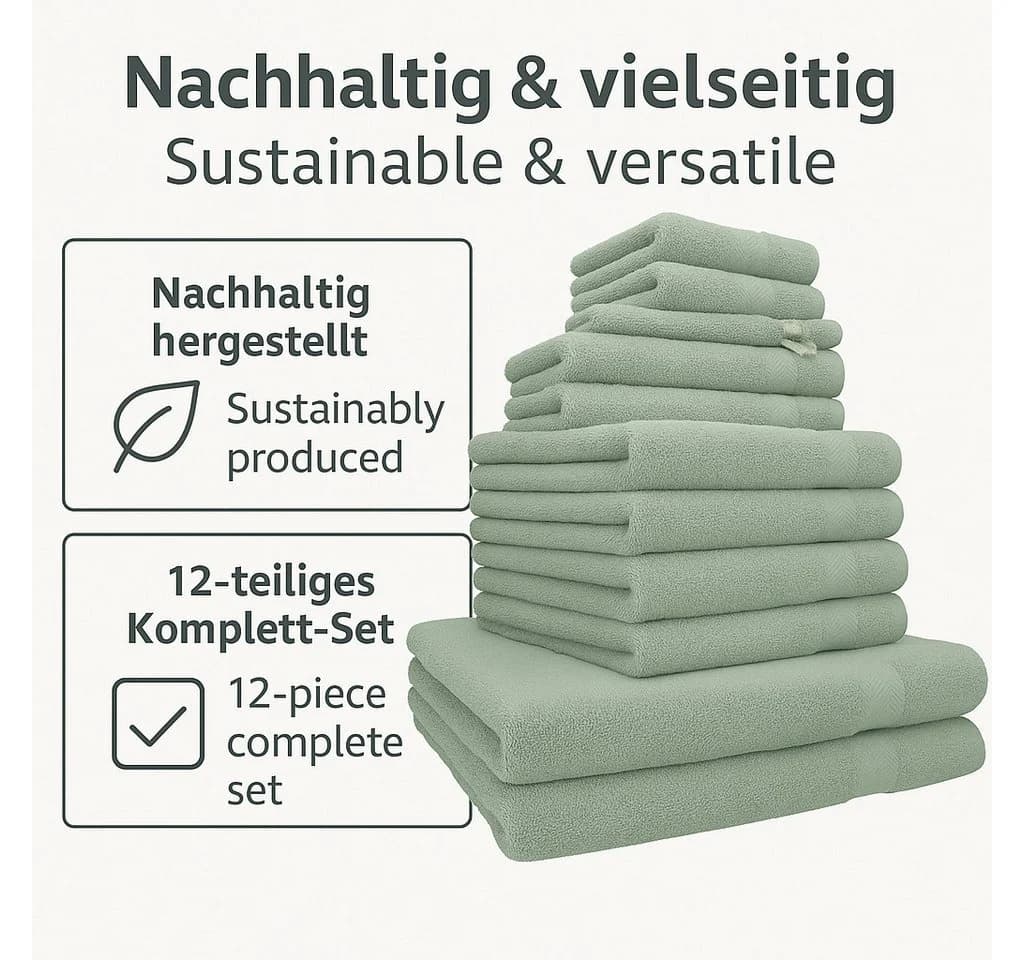 Betz Handtuch-Set Premium 12-tlg. 100% Baumwolle Grün - Bild 5