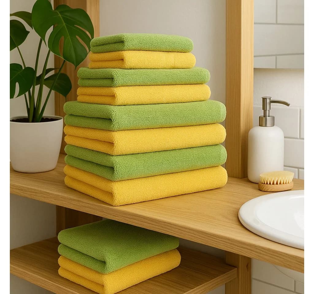 Betz Premium Handtuch-Set 12-tlg. 100% Baumwolle Honiggelb/Avocadogrün