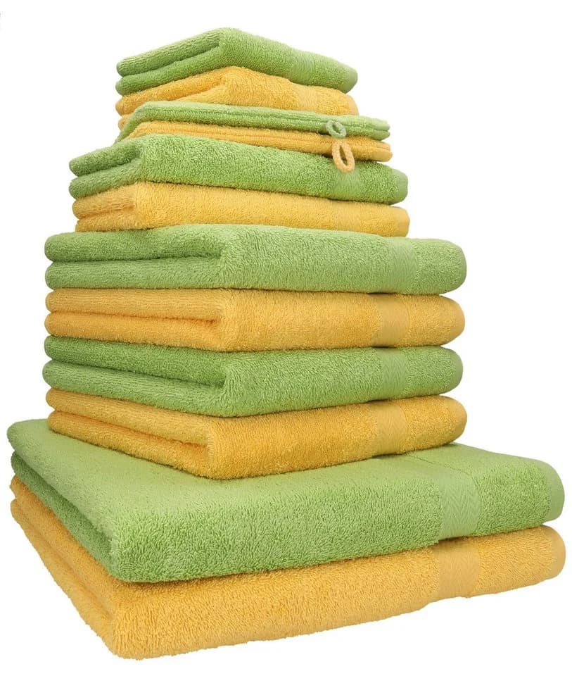 Betz Premium Handtuch-Set 12-tlg. 100% Baumwolle Honiggelb/Avocadogrün - Bild 2