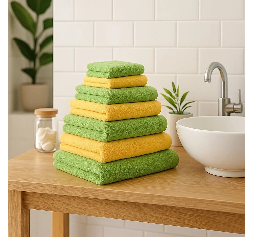 Betz Premium Handtuch-Set 12-tlg. 100% Baumwolle Honiggelb/Avocadogrün - Bild 4
