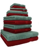 Betz Premium Handtuch-Set 12-tlg. 100% Baumwolle Rubinsteinrot/Tannengrün Bild 2