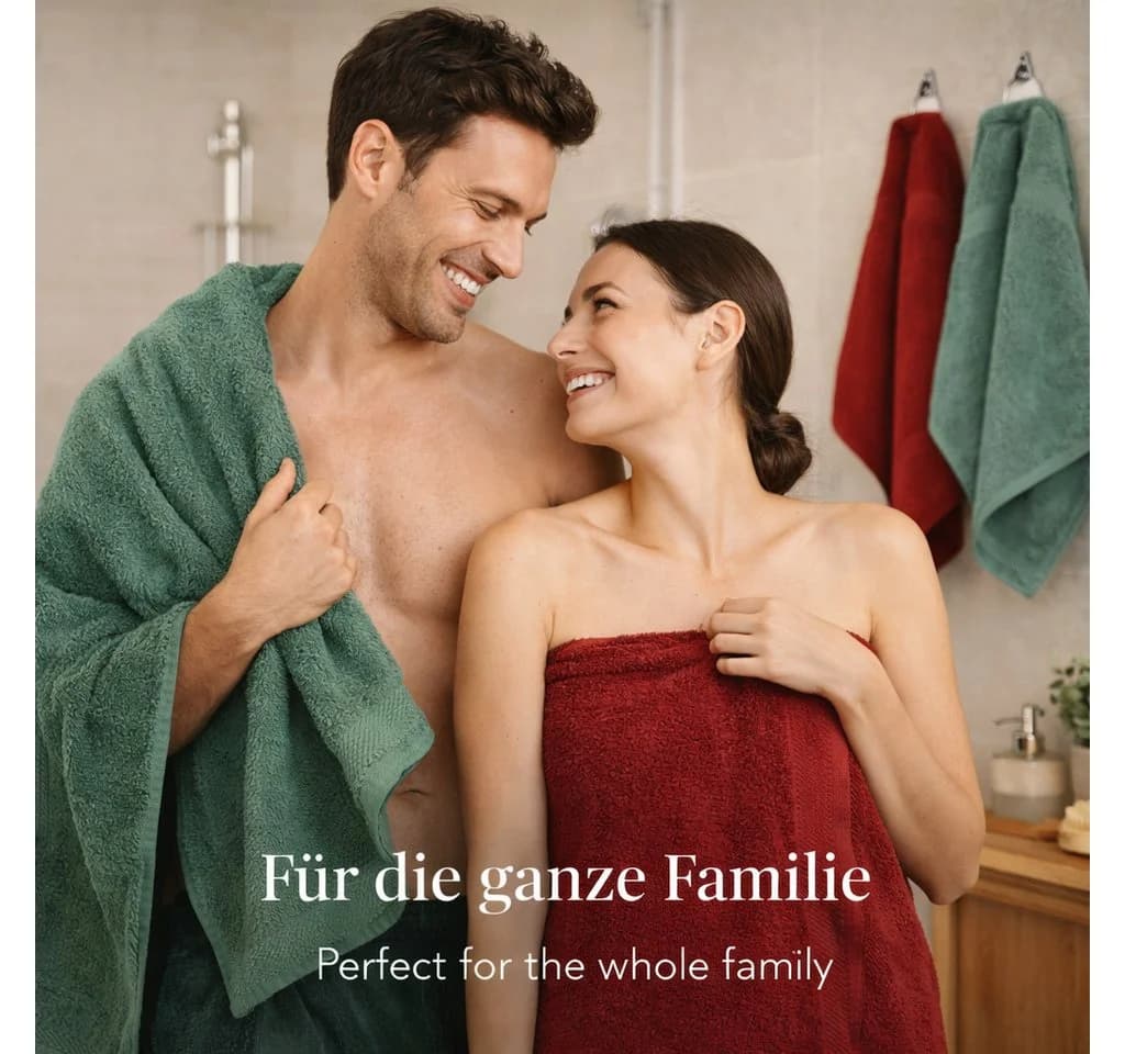 Betz Premium Handtuch-Set 12-tlg. 100% Baumwolle Rubinsteinrot/Tannengrün - Bild 3