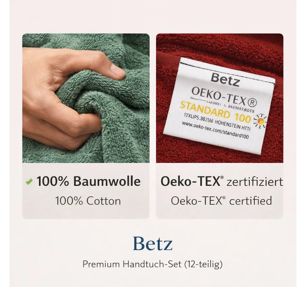 Betz Premium Handtuch-Set 12-tlg. 100% Baumwolle Rubinsteinrot/Tannengrün - Bild 5