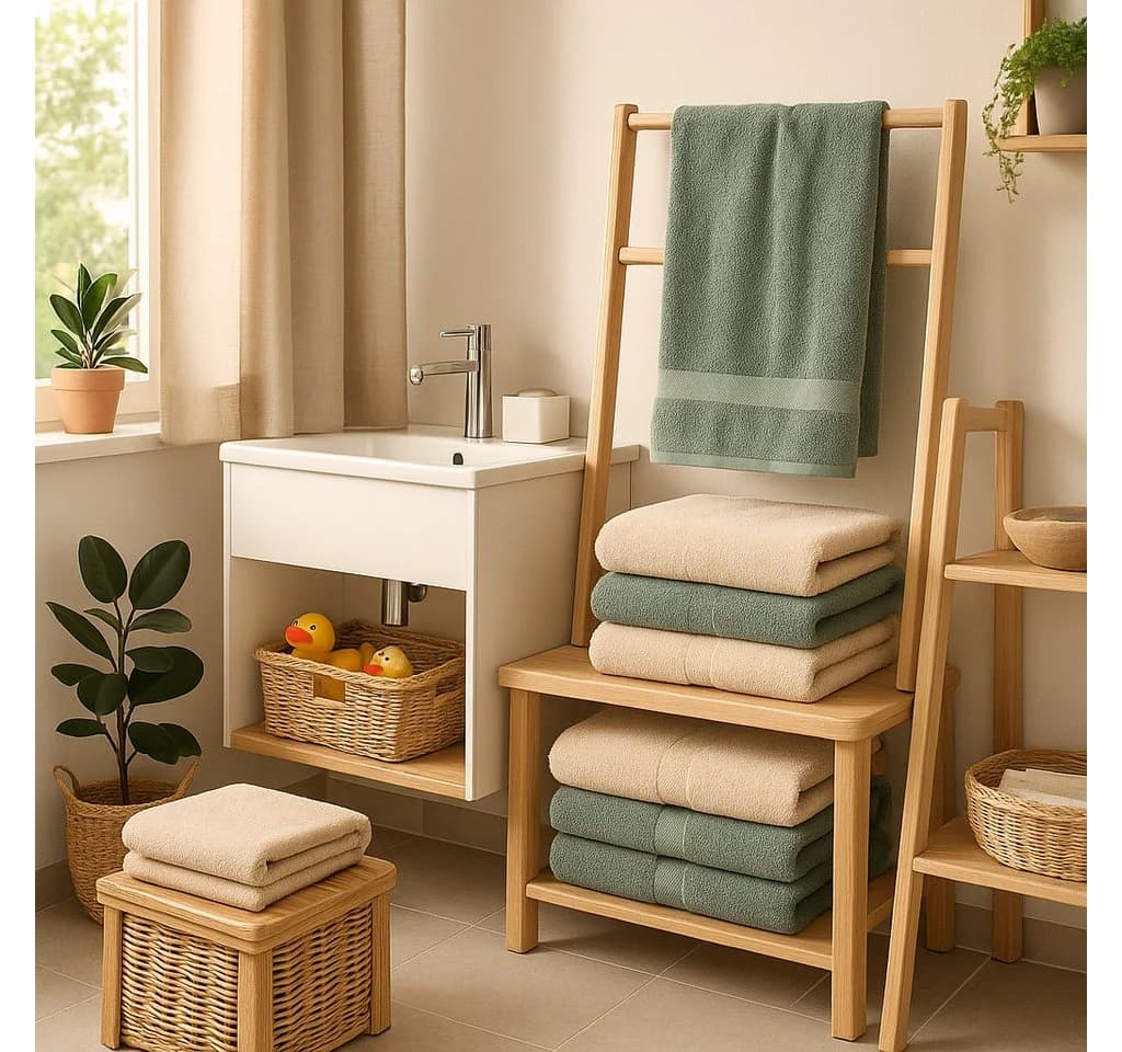 Betz Premium Handtuch-Set 12-tlg. 100% Baumwolle Sand/Tannengrün