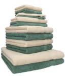 Betz Premium Handtuch-Set 12-tlg. 100% Baumwolle Sand/Tannengrün Bild 2