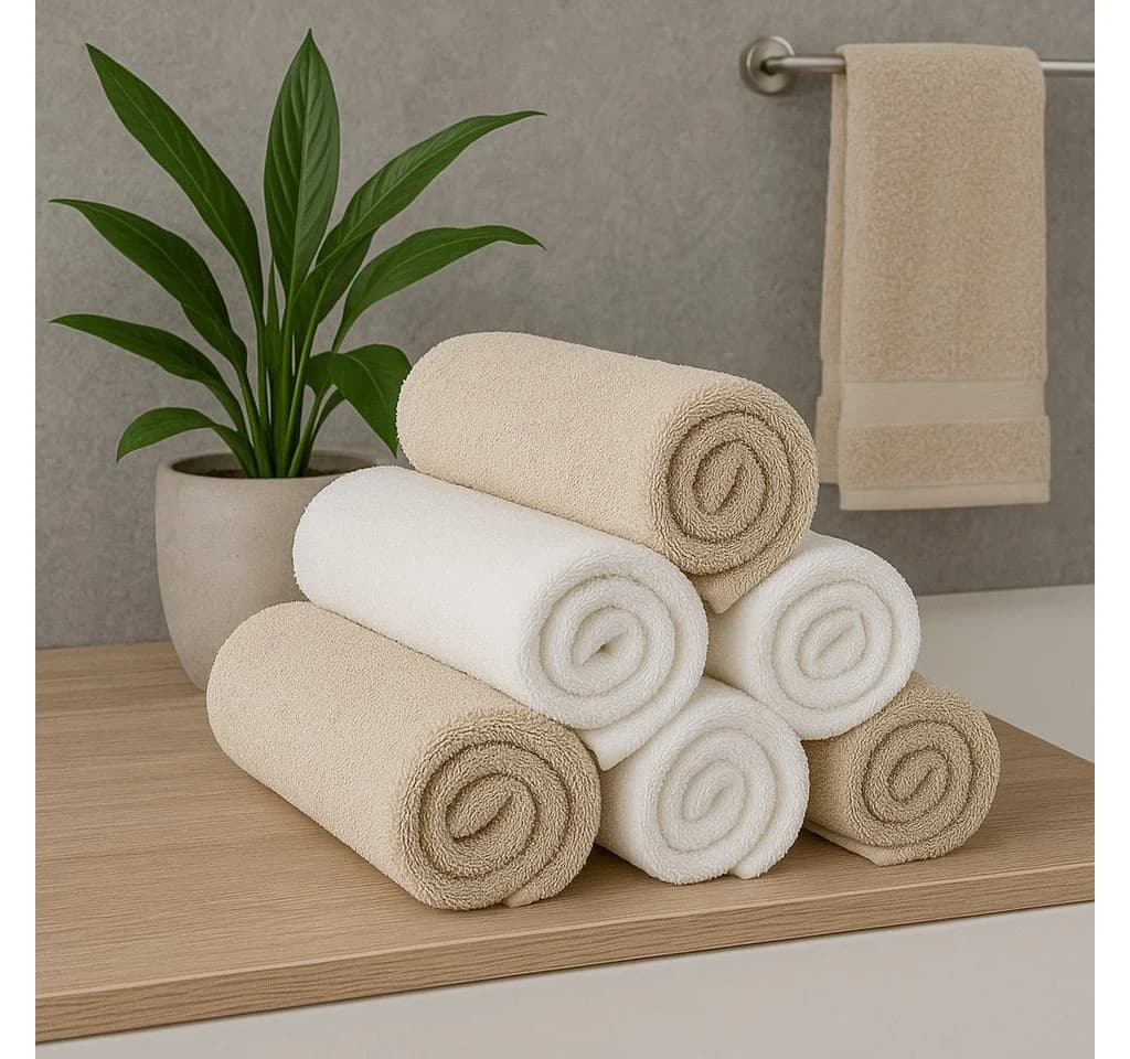 Betz Premium Handtuch-Set 12-tlg. Weiß/Sand 100% Baumwolle - Bild 4