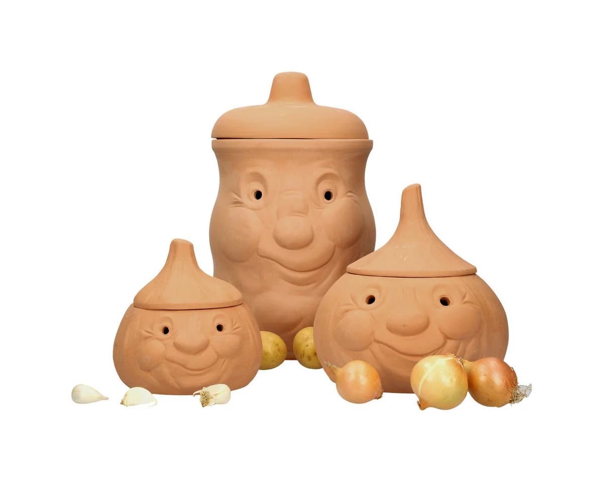 MamboCat Vorratsglas-Set 3tlg. Terrakotta Knoblauch Zwiebel Kartoffel Braun - Bild 2