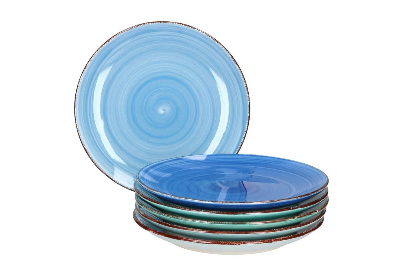 MamboCat Frühstücksteller 6er Set Blau Türkos Steingut - Bild 2