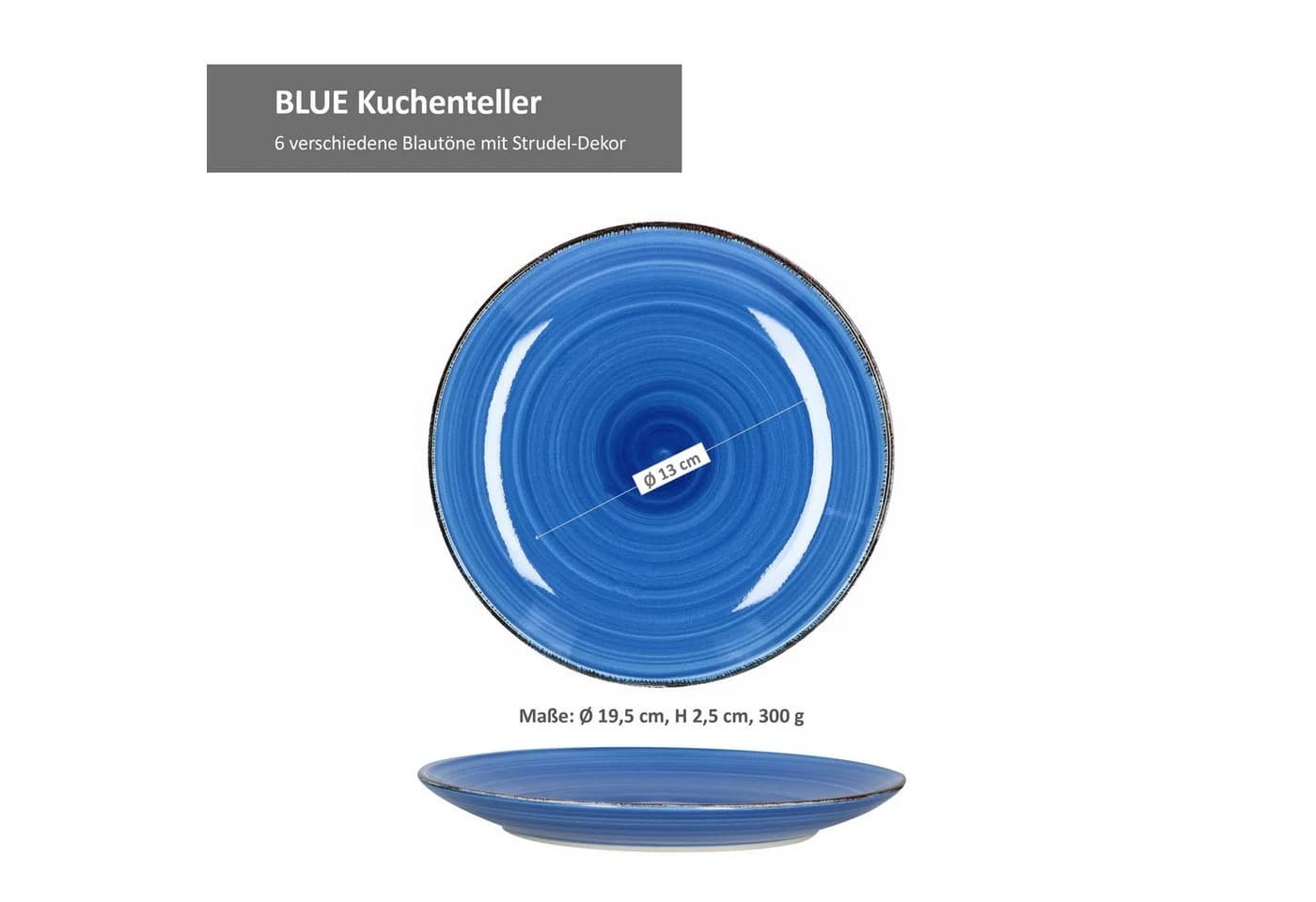 MamboCat Frühstücksteller 6er Set Blau Türkos Steingut - Bild 3
