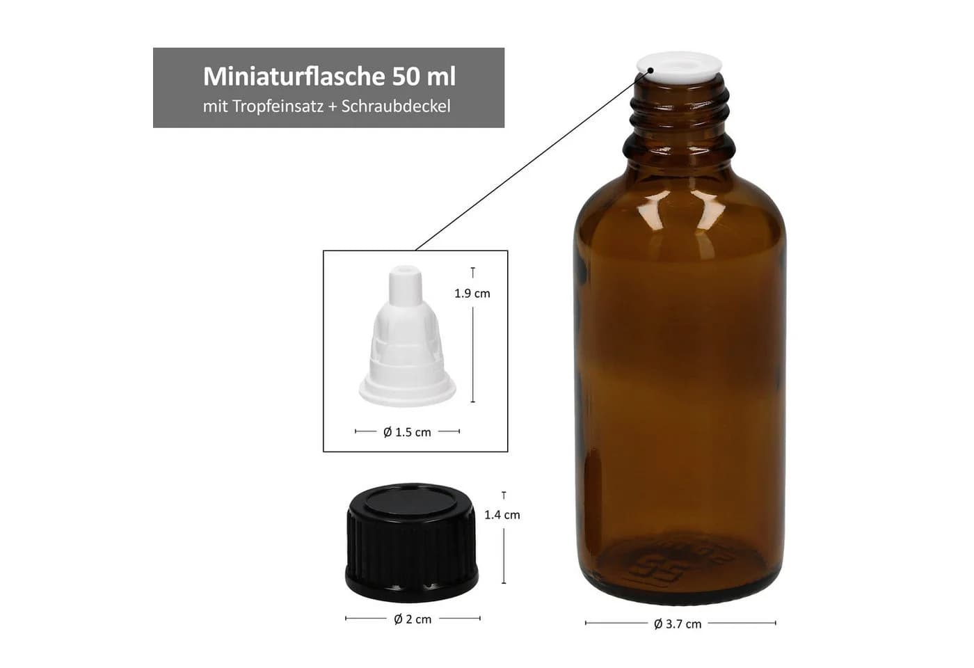 MamboCat Apothekerflaschen 5er Set 50ml Braunglas mit Tropf-Deckel