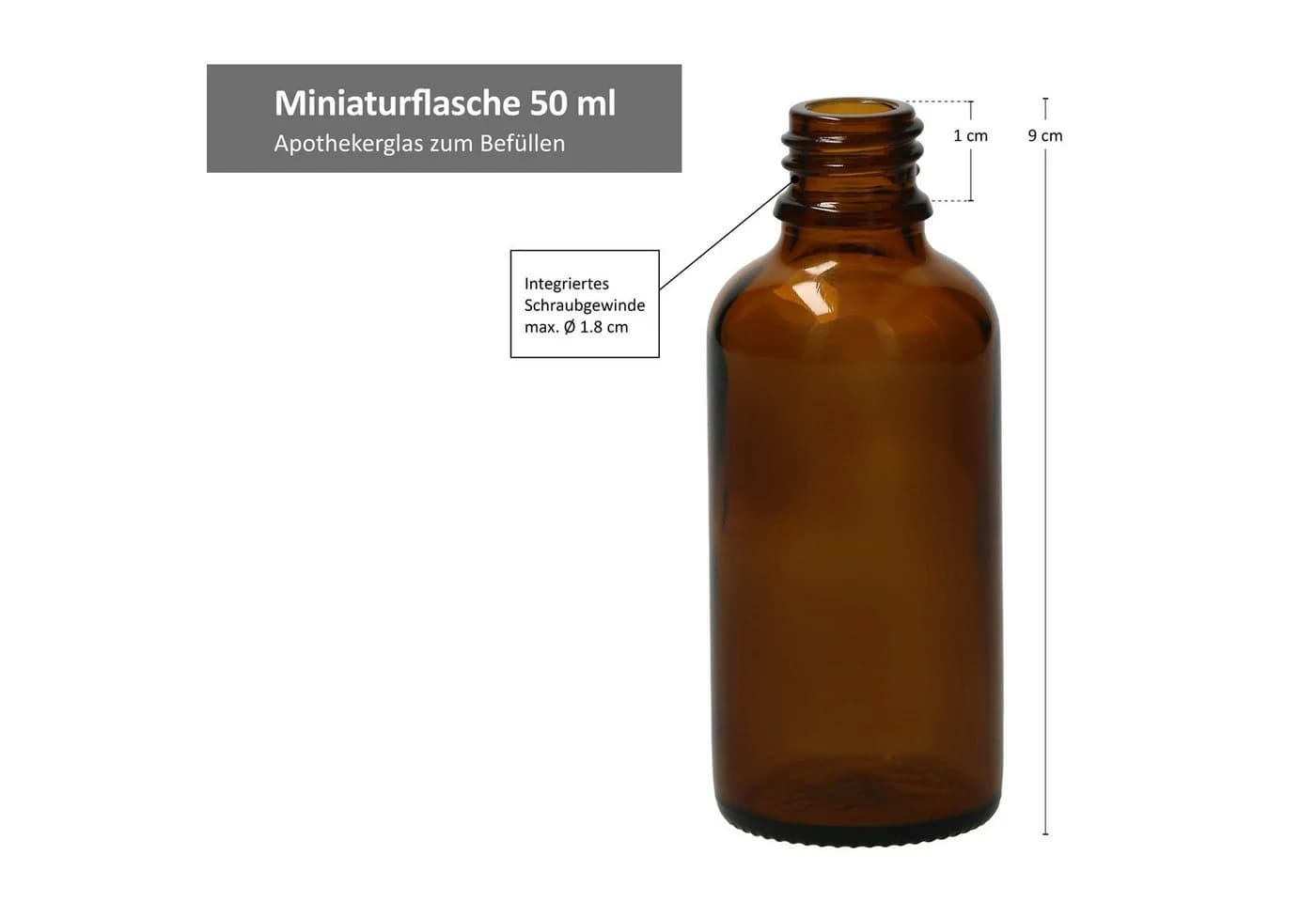 MamboCat Apothekerflaschen 5er Set 50ml Braunglas mit Tropf-Deckel - Bild 4