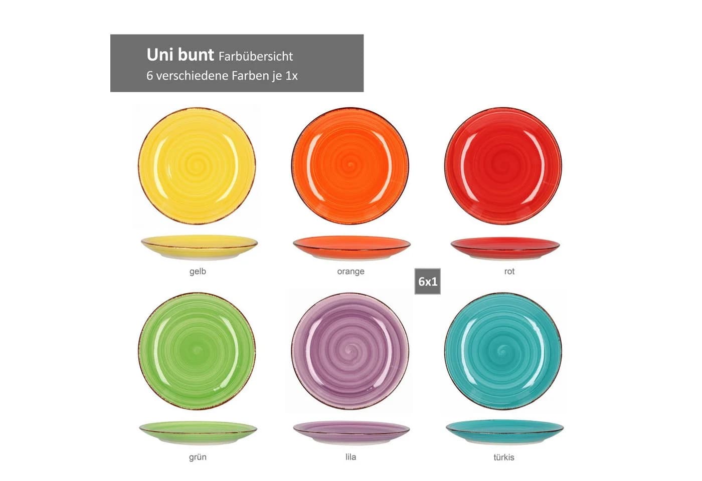 MamboCat Speiseteller 6er Set Uni Bunt - Bild 5