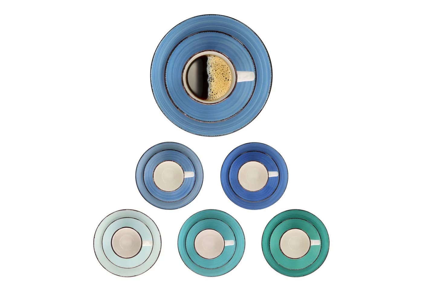 MamboCat Kaffeeservice 18tlg. Blue Curacao Steingut Blau/Grün