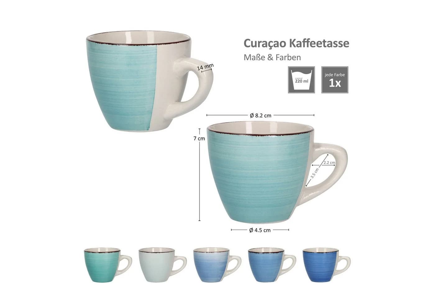 MamboCat Kaffeeservice 18tlg. Blue Curacao Steingut Blau/Grün - Bild 3
