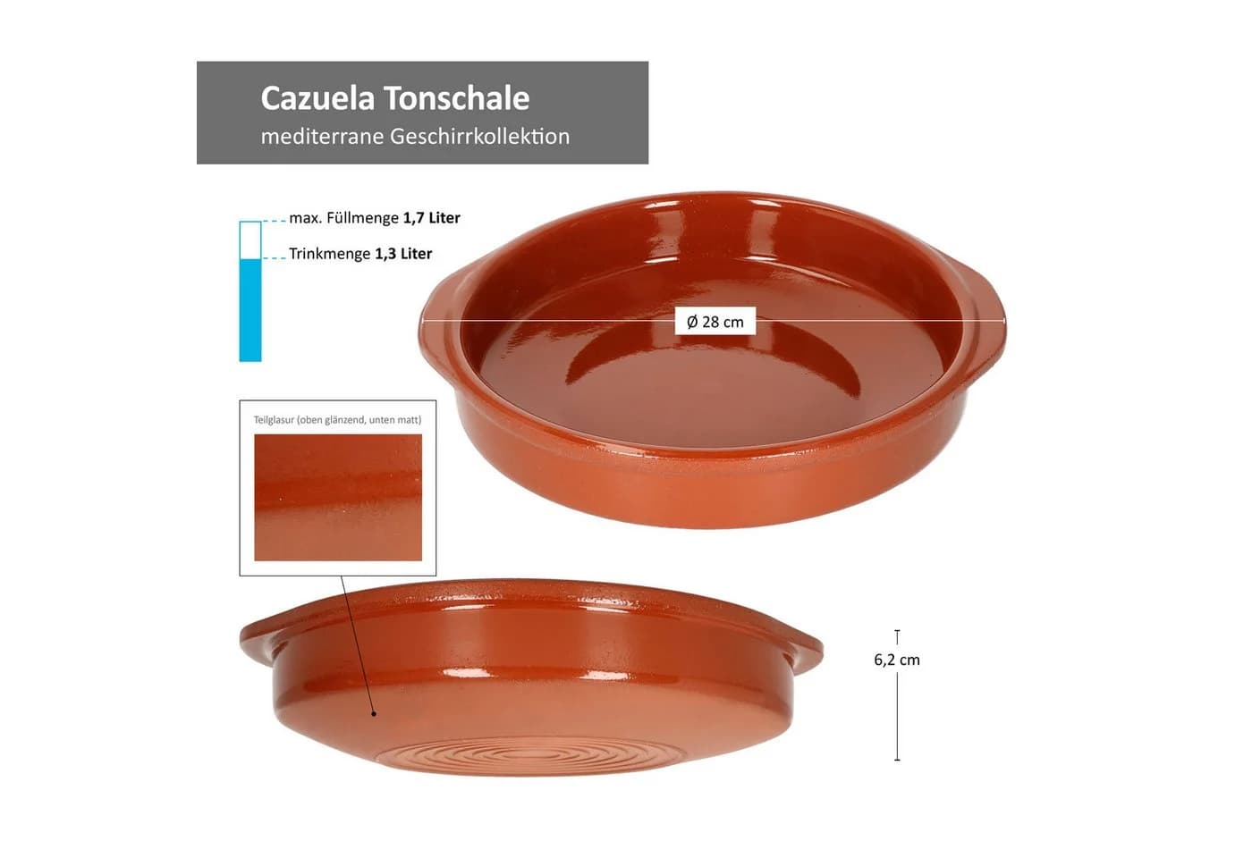 MamboCat Tapas-Schale 2er Set Cazuela Braun Ton mit Griffen - Bild 5