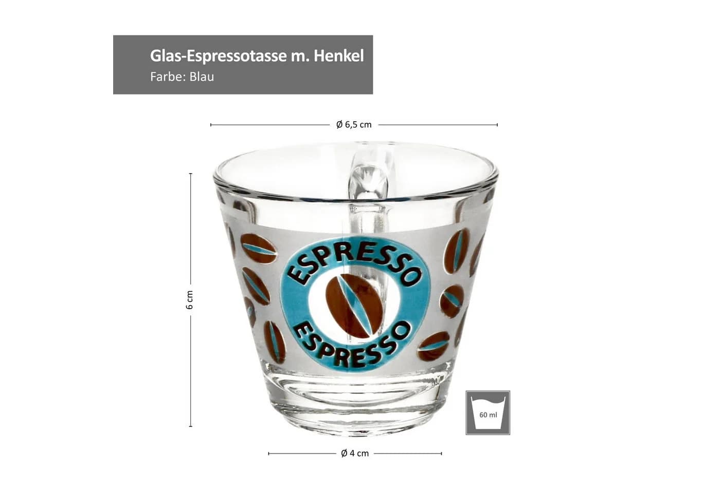Ritzenhoff & Breker Espressotasse 6er Set CREMONA Blau Glas mit Henkel - Bild 5